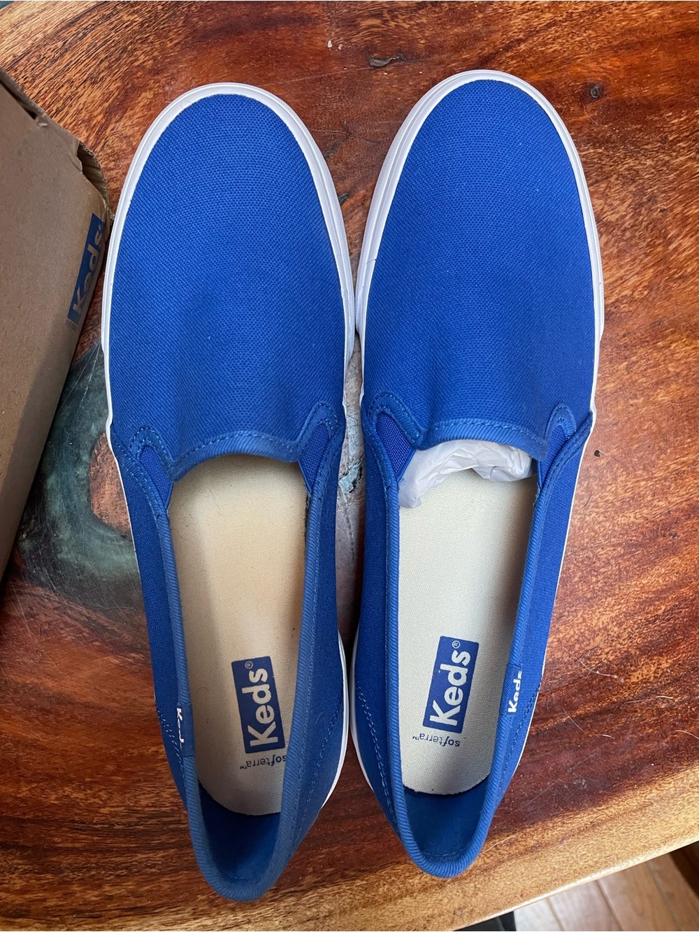 Keds Slip-On Canvas Sneakers in Blue and White 9.5M NWB